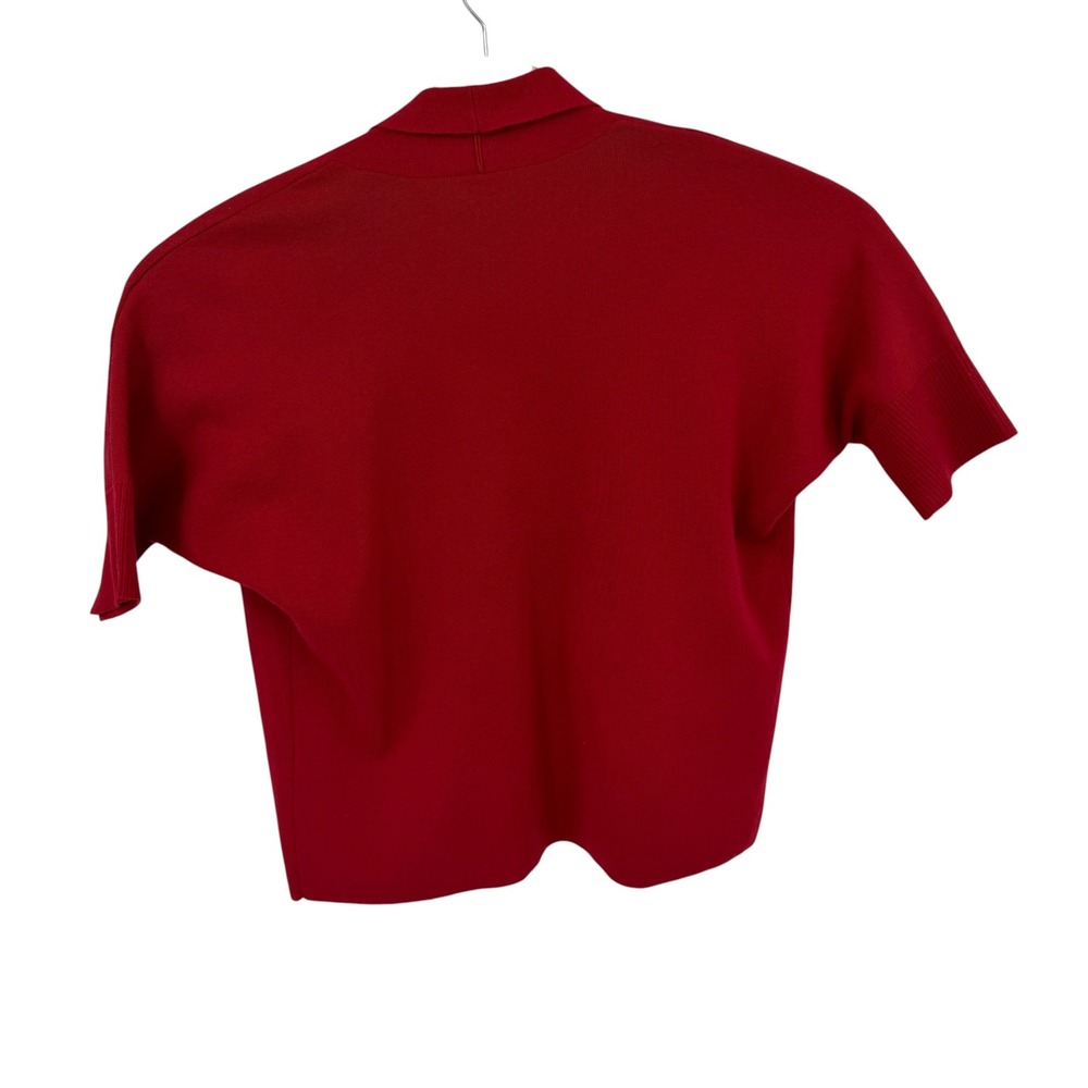 Chico's Cardigan Women Size L Red Short Sleeve Open Front Knit Layering Holiday
